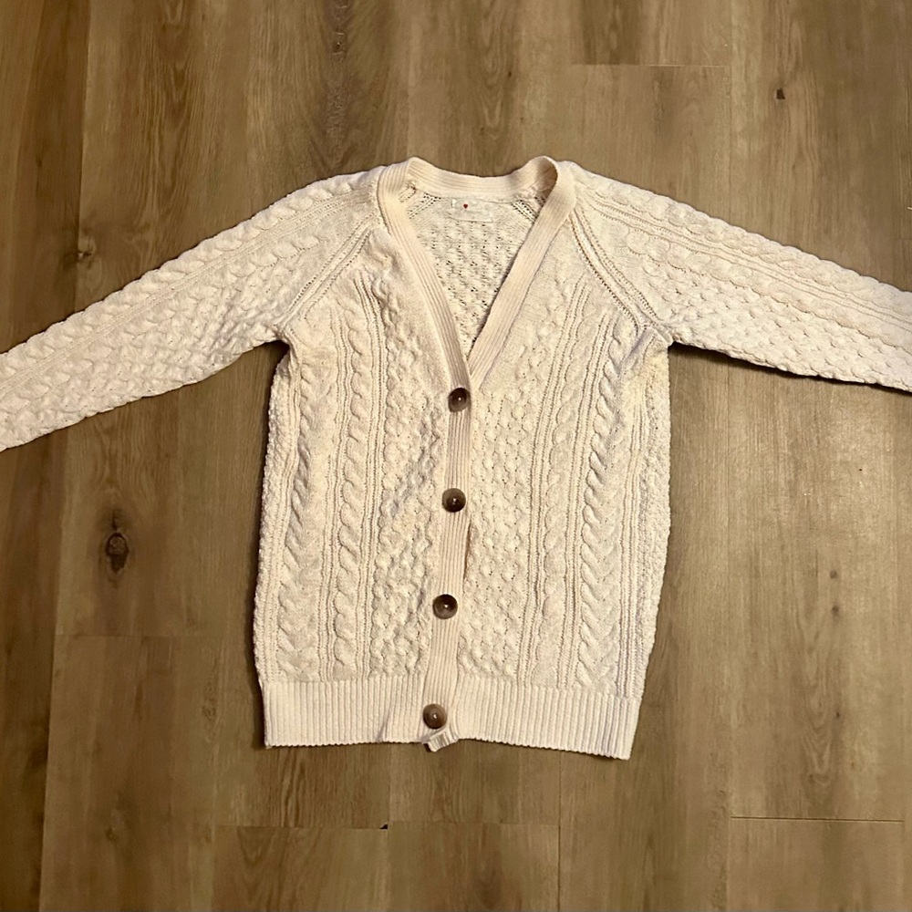 Cream Cable Knit Cardigan Sweater